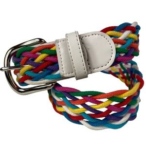 Vintage Rainbow Braided Pride USA Made Belt With Buckle Medium Large M/L LGBTQ+